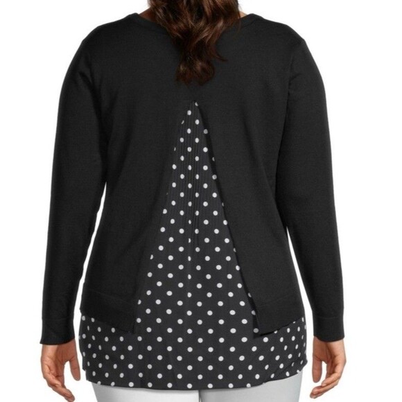 Marée Pour‎ Toi Black Split Back Polka Dot Ruffle Hem Sweater 12 14 Lagenlook - Picture 6 of 6